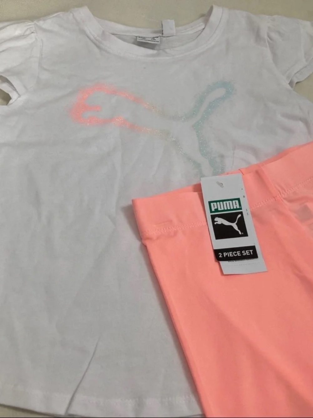 Puma sparkly cute peach color leggings set 4047 - Picture 2 of 6